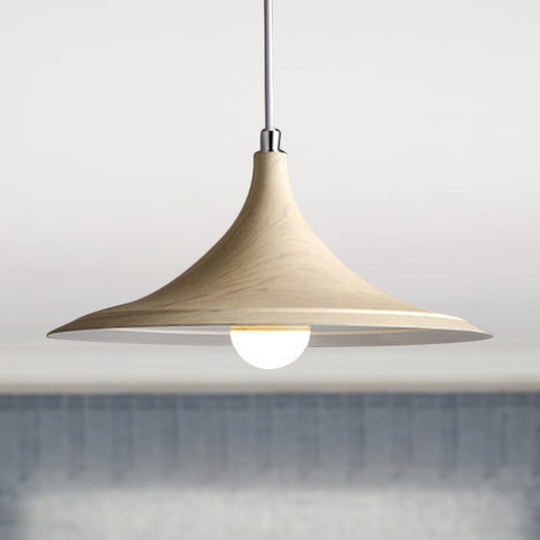 Industrial Style Metal Pendant Light - Flared Shade, 1 Light, White - Perfect for Coffee Shops