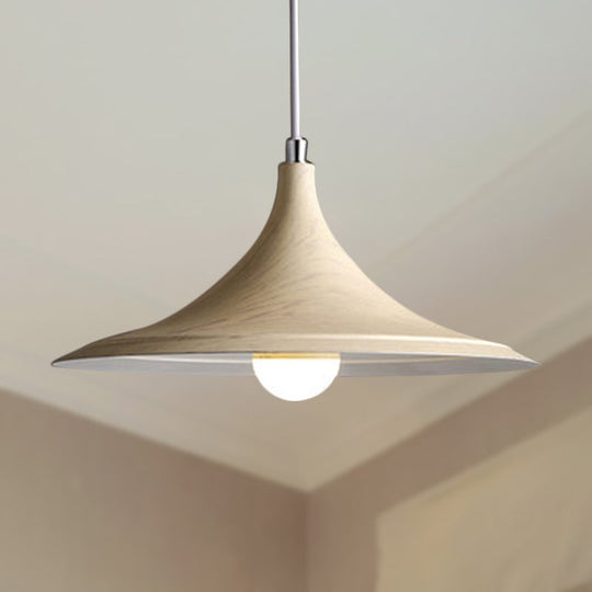 Industrial Flared Shade Metal Pendant Light - White Coffee Shop Hanging Ceiling