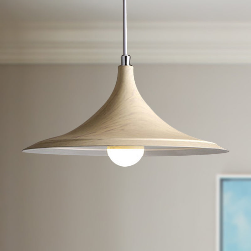 Industrial Flared Shade Metal Pendant Light - White Coffee Shop Hanging Ceiling