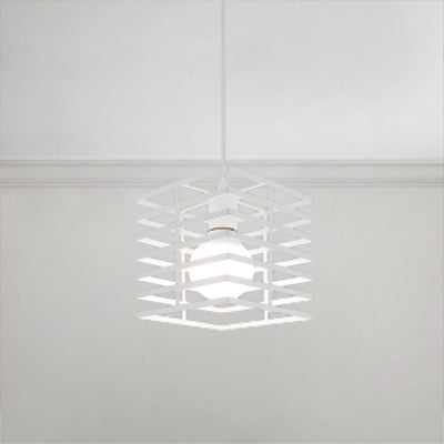 Retro Style Metal Cage Ceiling Pendant Light - Black/White