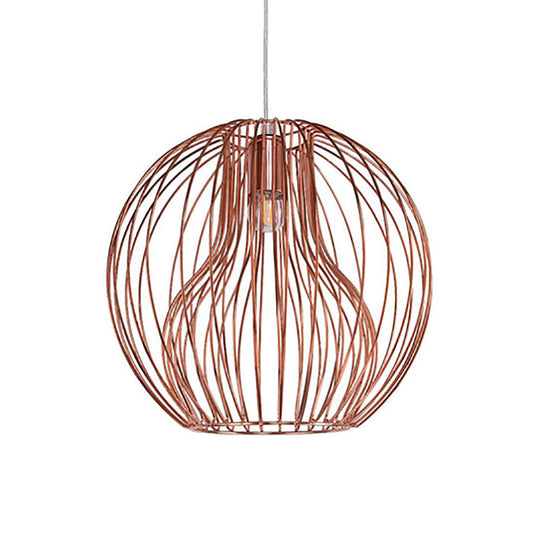 Retro Style Metal Hanging Lamp - Black/White Pendant Light For Dining Room With Cage Shade