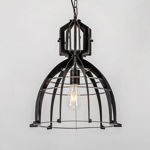 Industrial Dome/Saucer Metal Hanging Lamp with Adjustable Chain - 1 Head Black Indoor Pendant Lighting