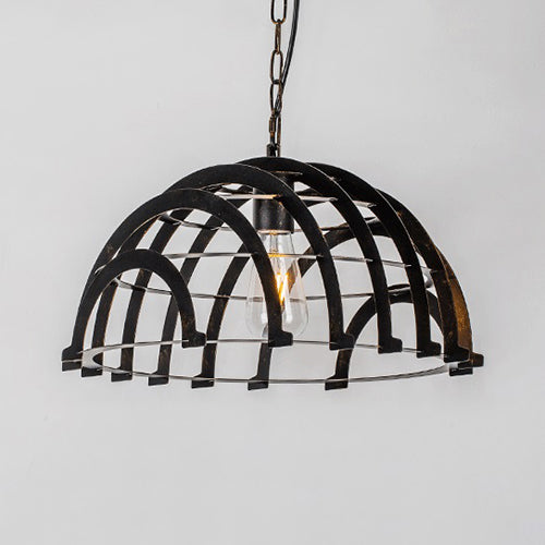 Industrial Dome/Saucer Metal Hanging Lamp with Adjustable Chain - 1 Head Black Indoor Pendant Lighting