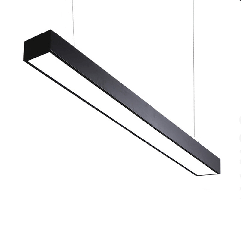 Linear Led Pendant Light: Sleek Aluminum Fixture For Modern Office Ceilings. Black / 35.5 4