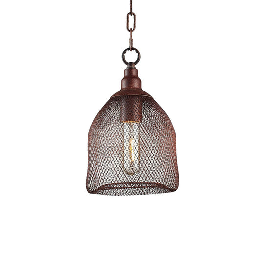 Industrial Metal Bird Cage Pendant Light - Rustic Hanging Lamp For Dining Room 6.5/10 Width Single