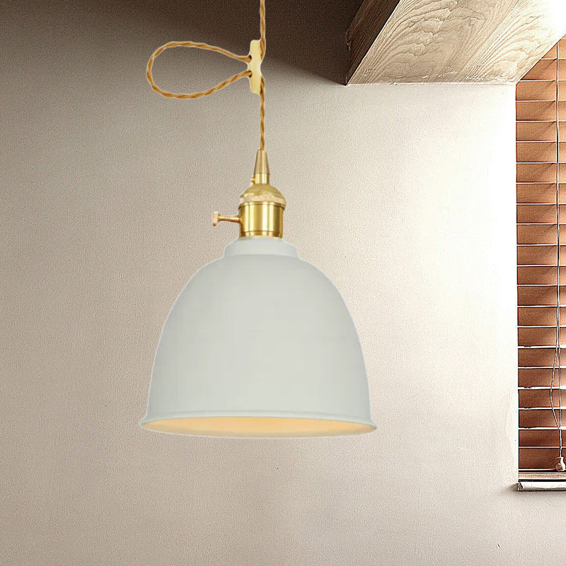 Industrial Style Domed Hanging Ceiling Light - 1 Pendant Lighting With Adjustable Cord