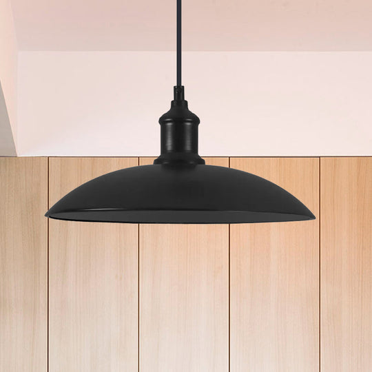 Industrial Metallic Saucer Pendant Light - 12.5/16 Diameter 1 Black/White Black / 12.5