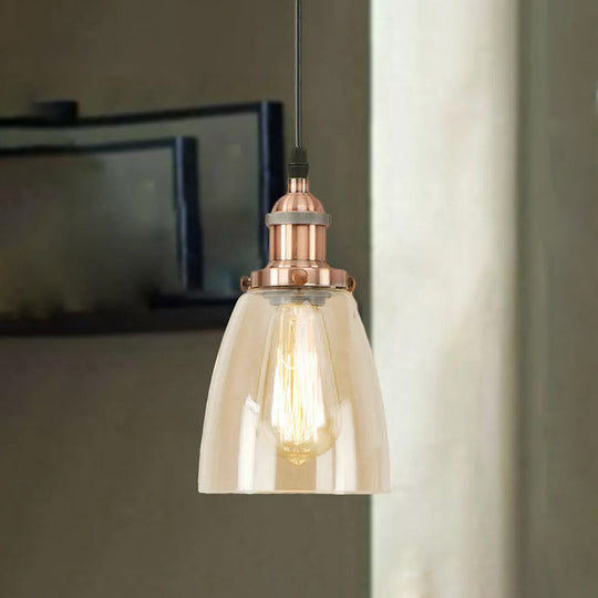 Farmhouse 1 Light Pendant Ceiling With Brass/Copper Finish And Clear Glass