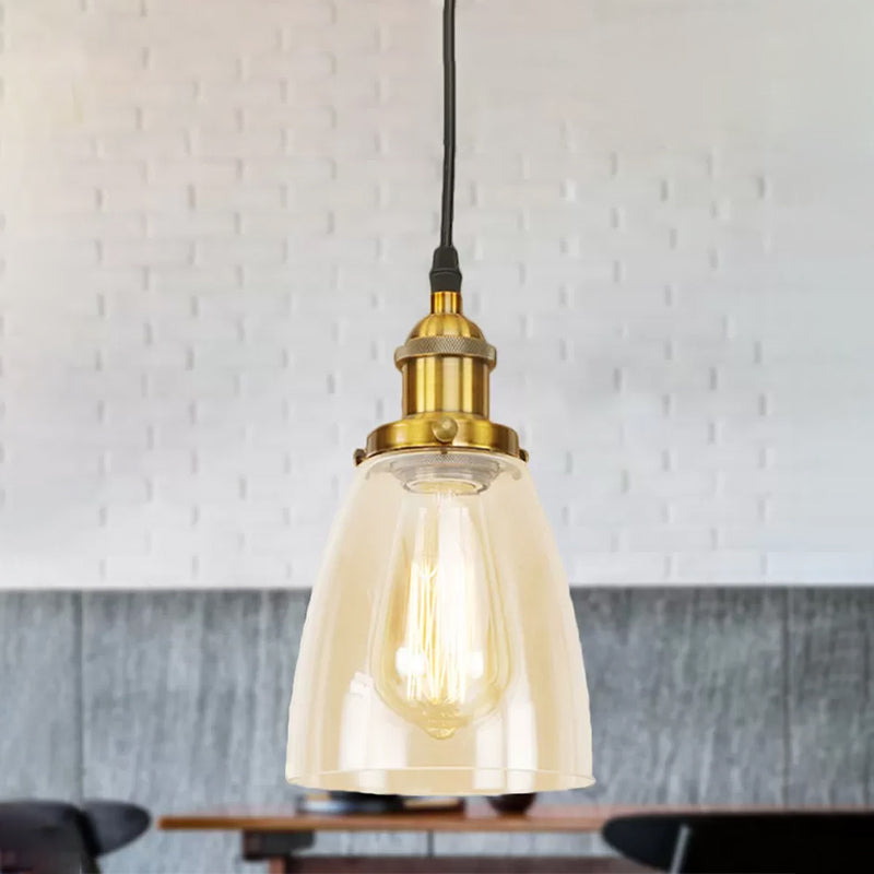 Farmhouse 1 Light Pendant Ceiling With Brass/Copper Finish And Clear Glass