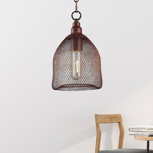 Industrial Metal Bird Cage Pendant Light - Rustic Hanging Lamp For Dining Room 6.5/10 Width Single