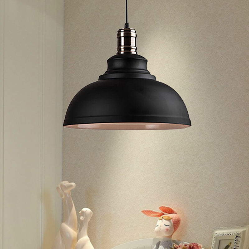 Industrial Style Metallic Pendant Ceiling Light - 12/14/16 Dia 1 Bowl Shade Black/White Inner