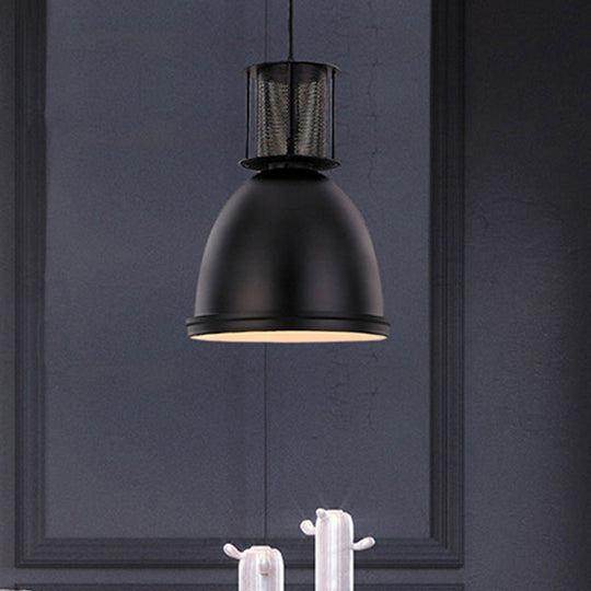 Retro Mesh Dome Pendant Light With Black Metallic Finish - 7.5/11 Width / 7.5