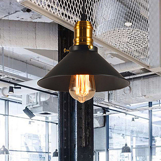 Tapered Shade Pendant Lighting - Metal Loft Style 1-Light Brass Ceiling For Living Room Pack Of