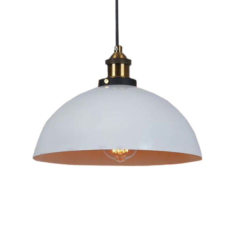 Metallic Domed Pendant Ceiling Light - Antique Style With Black/White Finish Perfect For Restaurants