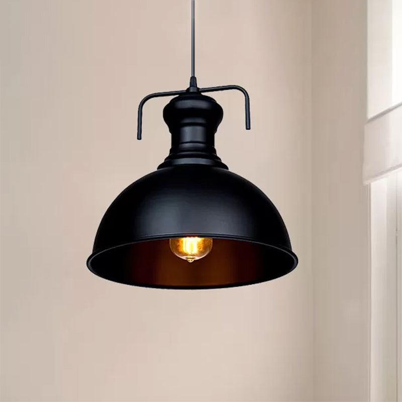 13"/16" Warehouse Dome Hanging Ceiling Light - Metal Pendant Light in Black for Dining Room