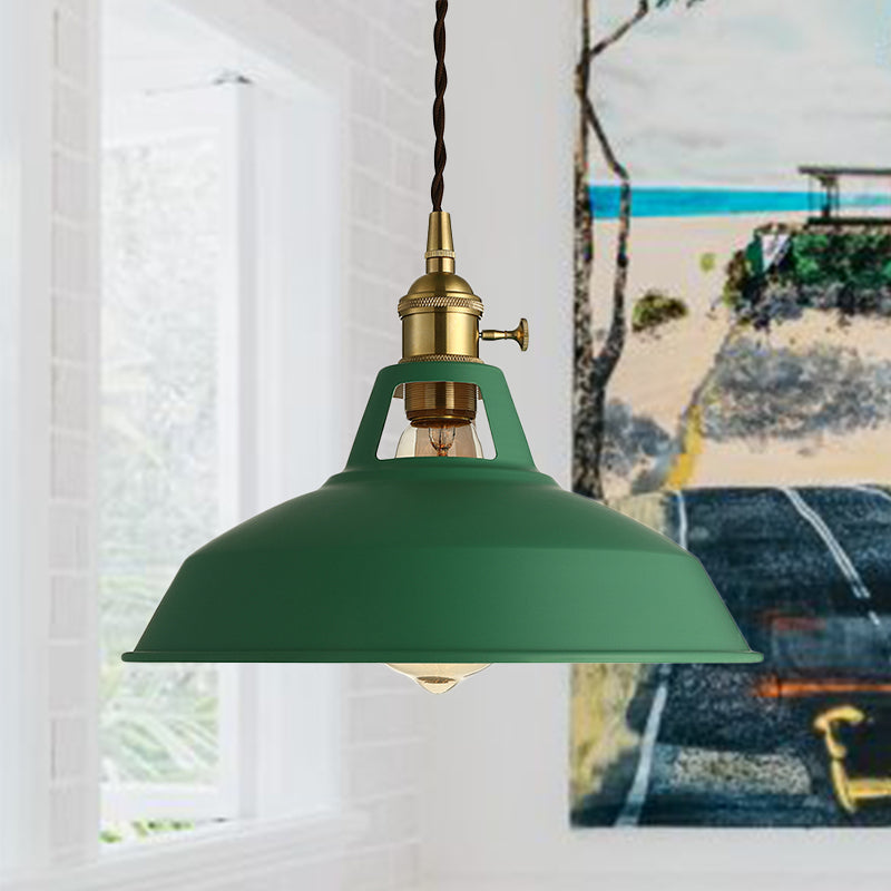 Industrial Metal Pendant Lamp: Stylish 1-Light Ceiling Light for Living Room with Plug-In Cord - Green Barn Design