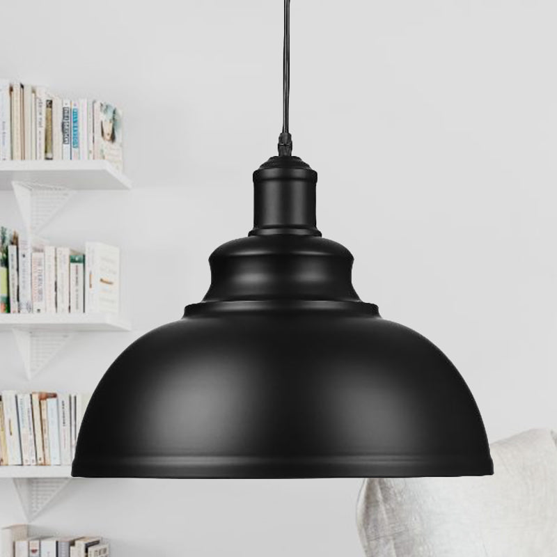 Industrial Black Metal Ceiling Pendant With Retro Bowl Shade - Perfect For Living Room Suspension