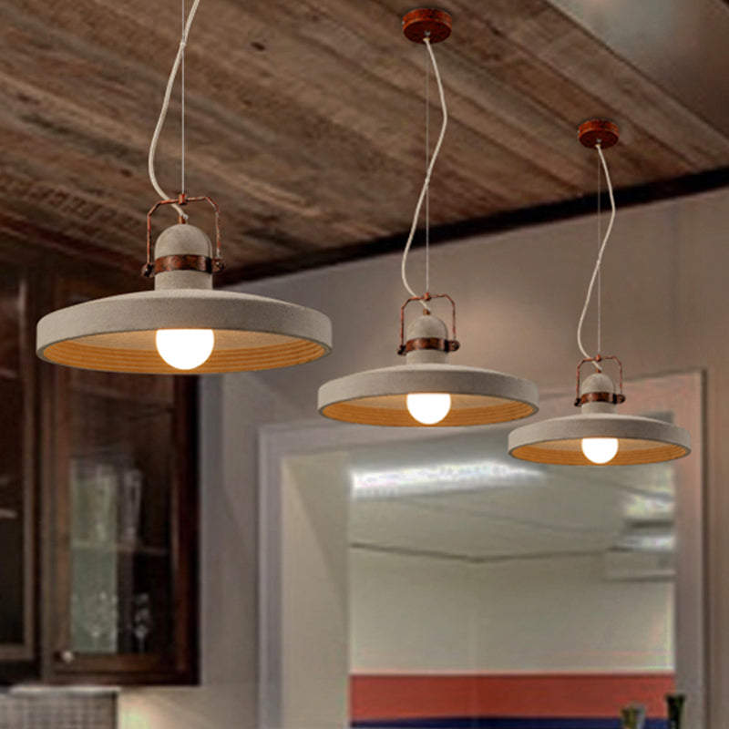 Industrial Style 1-Light Cement Ceiling Pendant With Round Shade In Rust/Black - Ideal For Kitchen