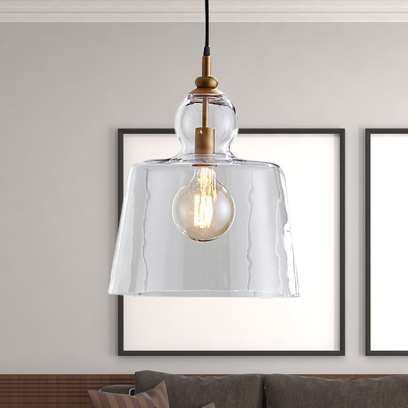 Upside-Down Clear Glass Pendant Light with Gold/Chrome Finish for Industrial Settings