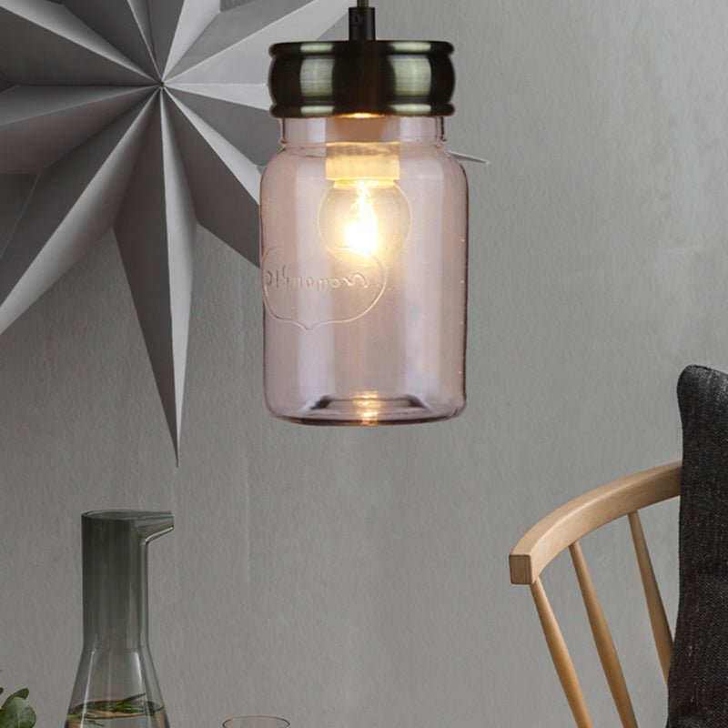 Vintage Black Clear Glass Ceiling Pendant Light - One-Light Hanging Lamp for Indoor Spaces