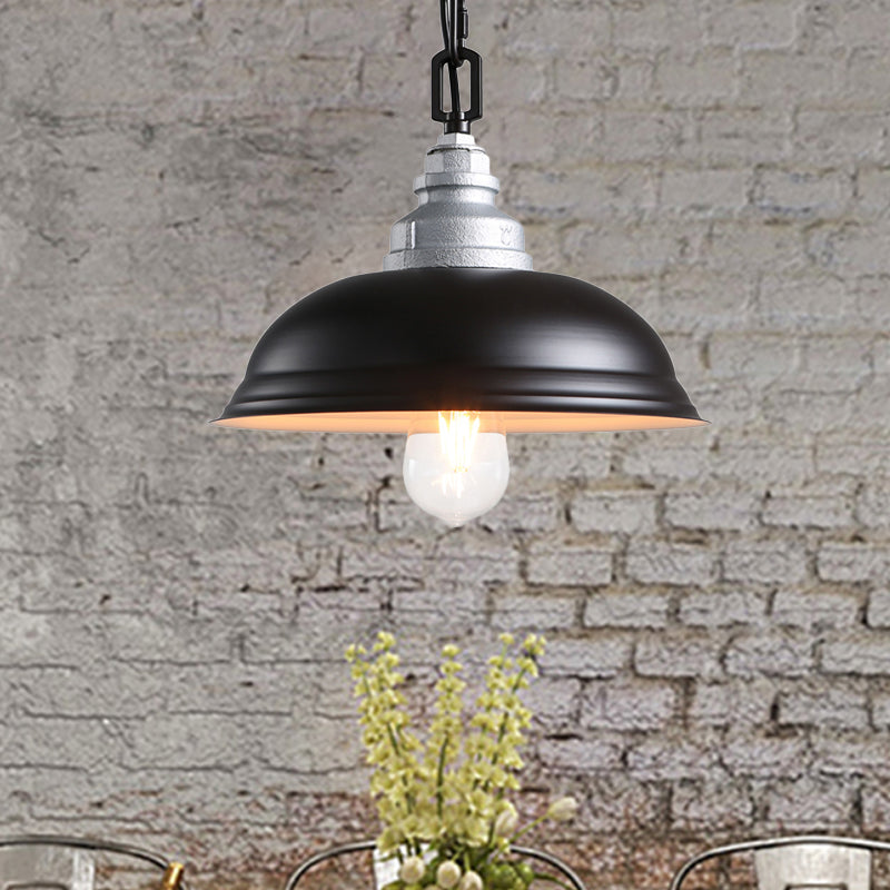 Industrial Bowl Shade Metal Suspension Lamp in Stylish Black - Perfect for Restaurants