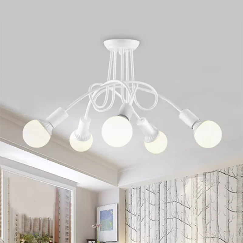 Contemporary Ceiling Light Fixture for Living Room - Spacious Semi Flush Mount with Stylish Metal Twist Arm