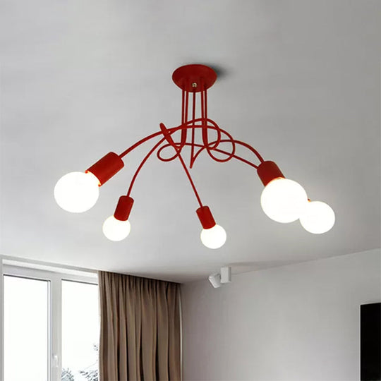 Contemporary Ceiling Light Fixture for Living Room - Spacious Semi Flush Mount with Stylish Metal Twist Arm