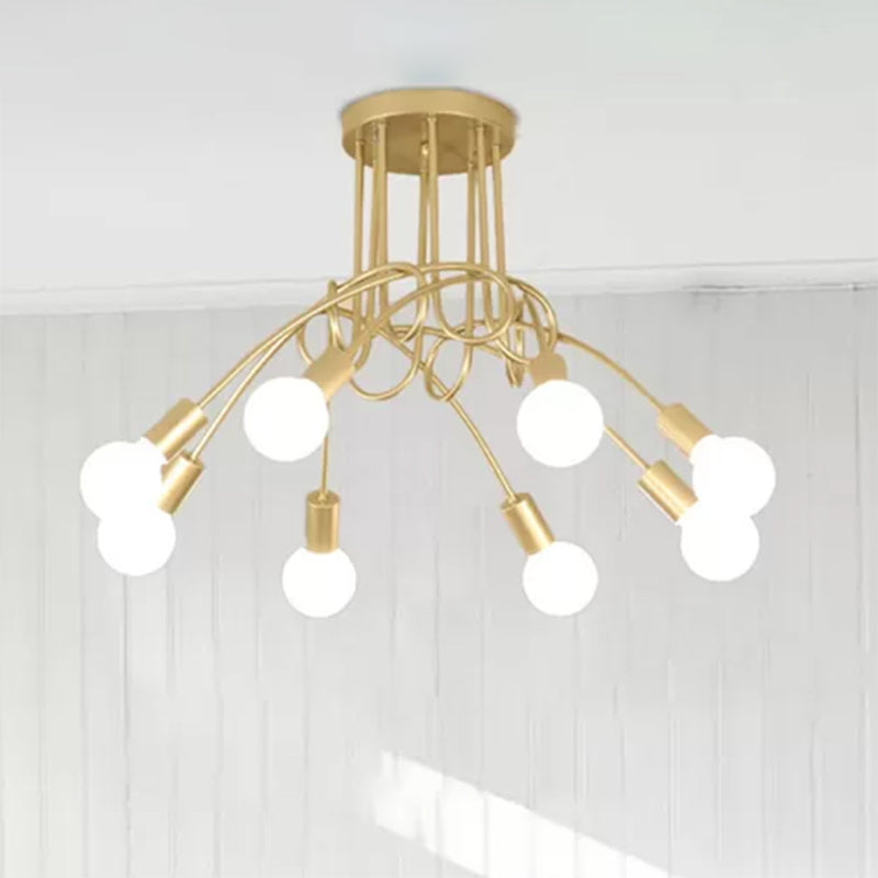 Contemporary Ceiling Light Fixture For Living Room - Spacious Semi Flush Mount With Stylish Metal