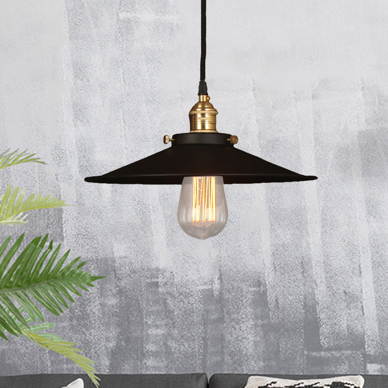 Industrial Style Metal Conic Ceiling Pendant - 1-Light Brass/Weathered Brass Dining Table Fixture