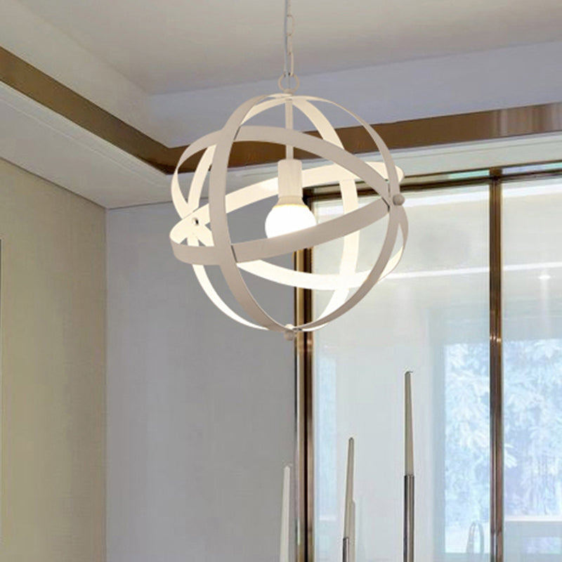 Sleek Spherical Metal Pendant Lamp - 1-Light Industrial Hanging Light In Gold/Aged Silver For Living