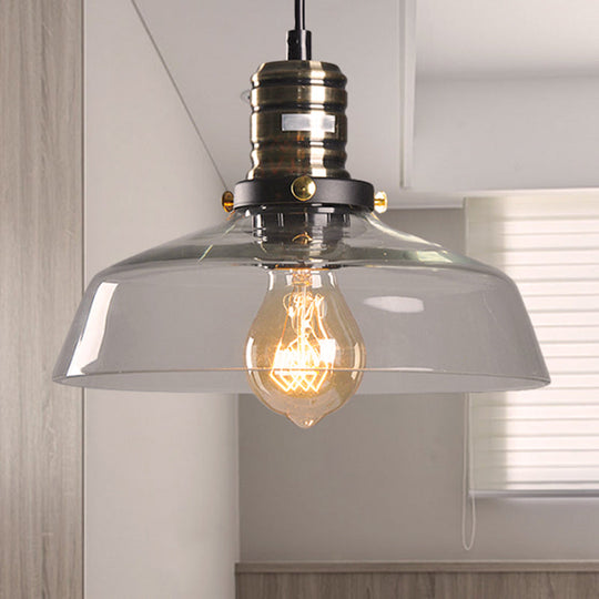 Hanging Single-Light Ceiling Pendant With Clear/Brown Glass Shade - Industrial Style For Dining Room