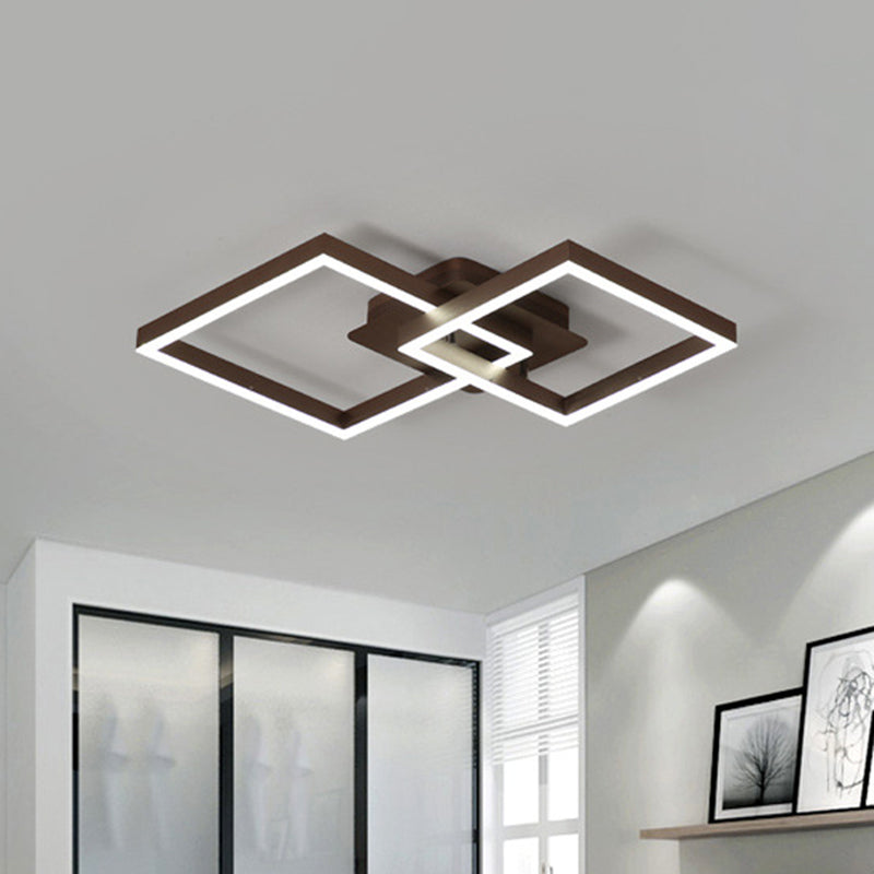 Symmetrical Rhombus Brown Flush Light LED Ceiling Flush Mount in Warm/White Light