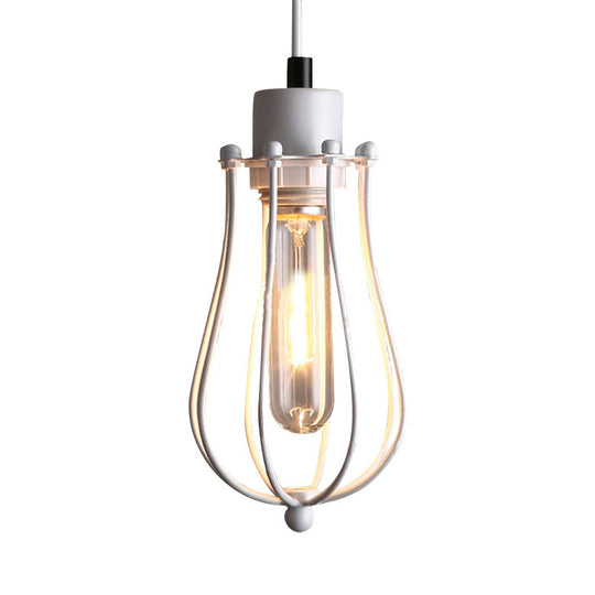 Industrial Metal Pendant Light with Teardrop Shade - Brass/White/Black