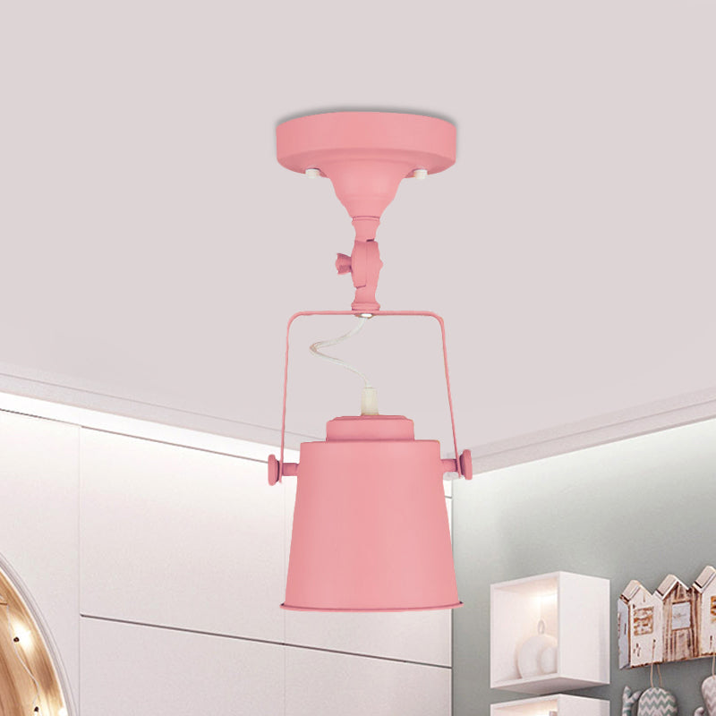 Retro Loft Tapered Pendant Light in Rotatable Grey/Red/Pink for Bedroom Ceiling