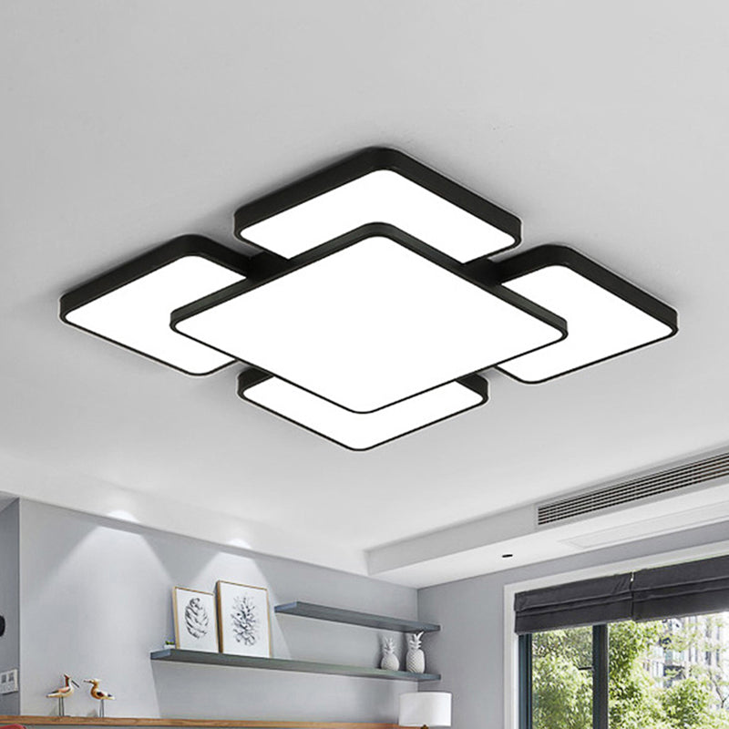 Modernist Style Flush Mount Lamp: Acrylic Shade Ceiling Light, Black/White, 20.5"/24.5", 5/7 Lights