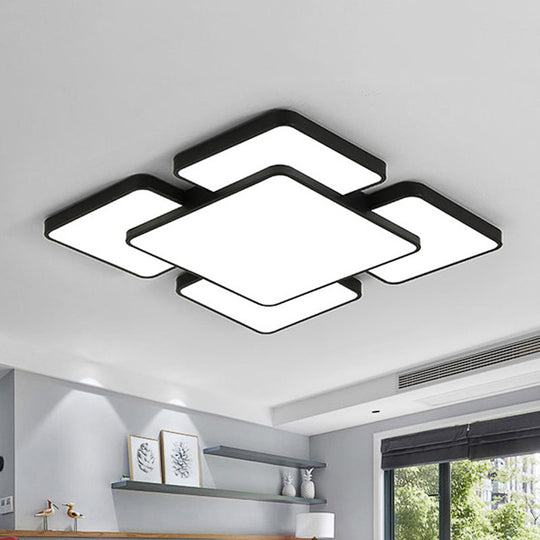 Modernist Style Flush Mount Lamp: Acrylic Shade Ceiling Light Black/White 20.5/24.5 5/7 Lights