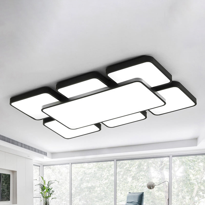 Modernist Style Flush Mount Lamp: Acrylic Shade Ceiling Light, Black/White, 20.5"/24.5", 5/7 Lights