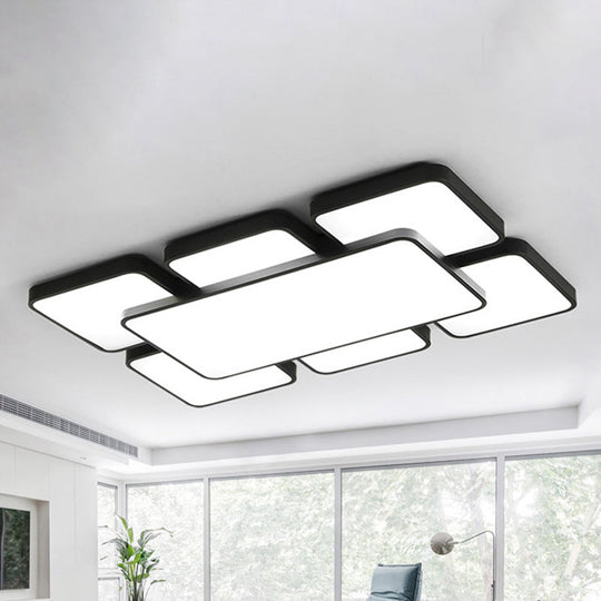 Modernist Style Flush Mount Lamp: Acrylic Shade Ceiling Light Black/White 20.5/24.5 5/7 Lights