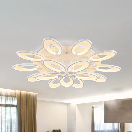 Modern LED Flush Mount Light for Dining Room with Acrylic Shade - 4/6/9 Lights - Warm/White/Natural Light