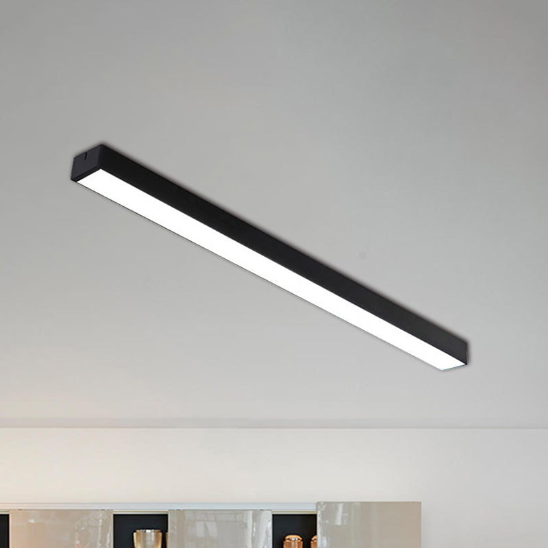 Minimal Metal Led Flush Mount Lamp - Black/Silver Linear Light Fixture | 23.5/35.5/47 Wide Ideal For