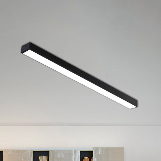 Minimal Metal Led Flush Mount Lamp - Black/Silver Linear Light Fixture | 23.5/35.5/47 Wide Ideal For