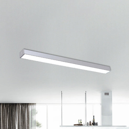 Minimal Metal Led Flush Mount Lamp - Black/Silver Linear Light Fixture | 23.5/35.5/47 Wide Ideal For