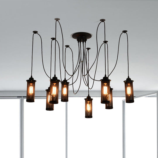 Vintage 3/8 Bulbs Pendant Light with Mesh Shade - Stylish Kitchen Ceiling Fixture in Black