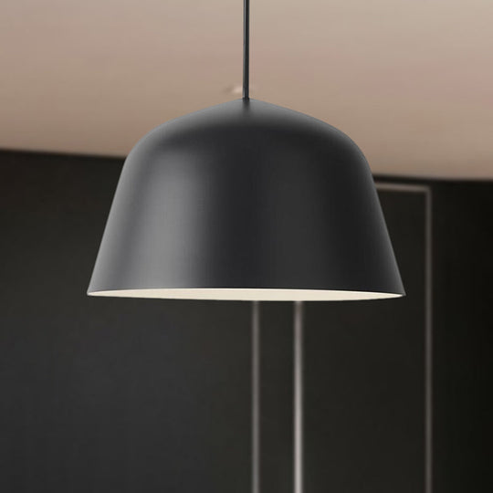 Nordic Style Dome Hanging Shade Ceiling 1 Light Metal Pendant Lamp in Black/Green for Bedroom