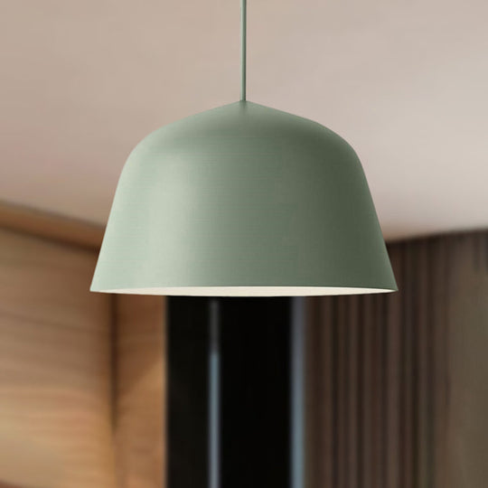 Nordic Style Dome Hanging Ceiling Light - 10/16 Dia Metal Pendant Lamp In Black/Green For Bedroom