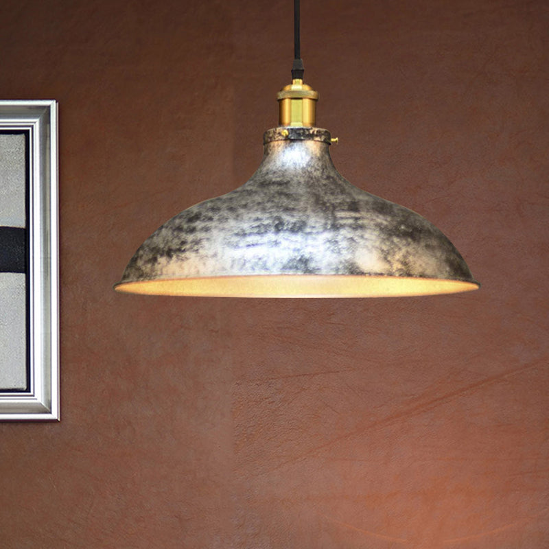 Antique Style Pendant Ceiling Light - Brass/Aged Silver, Adjustable Cord