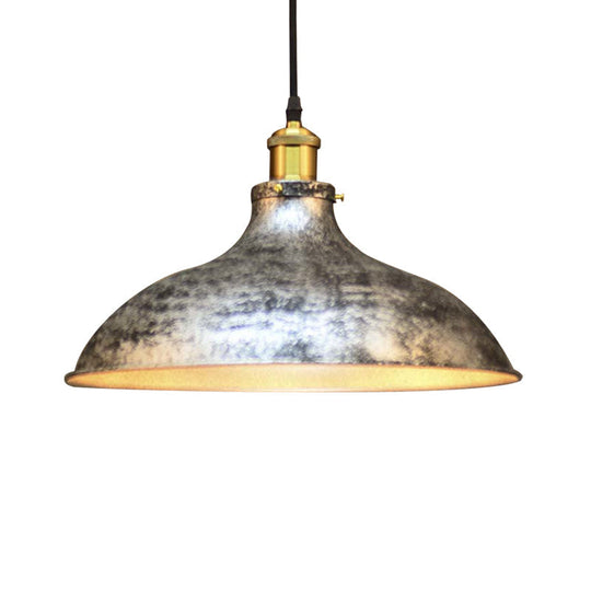 Antique Style Pendant Ceiling Light - Brass/Aged Silver, Adjustable Cord