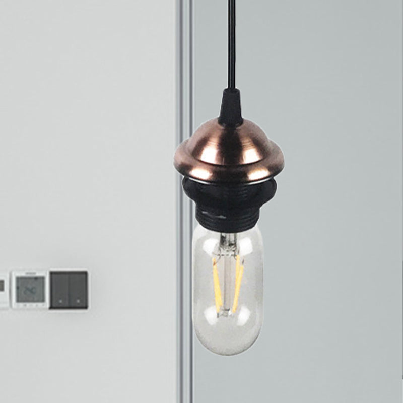 Bronze/Brass Industrial Mini Pendant Light With Height Adjustable Hanging Lamp - 1 Metal