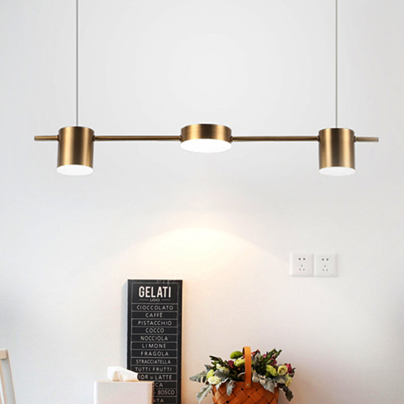 Modern Drum Aluminum Island Pendant Ceiling Light Fixture In Black/Gold With Warm/White Lighting