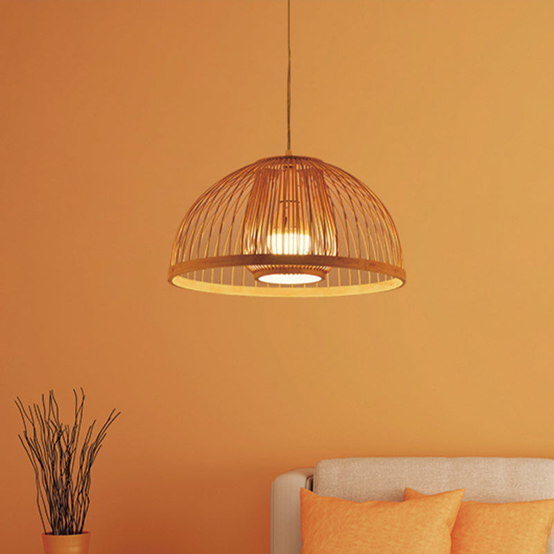 Asian Style Hanging Bamboo Pendant Lamp Single Bulb 16/18 Diameter - Perfect For Dining Table